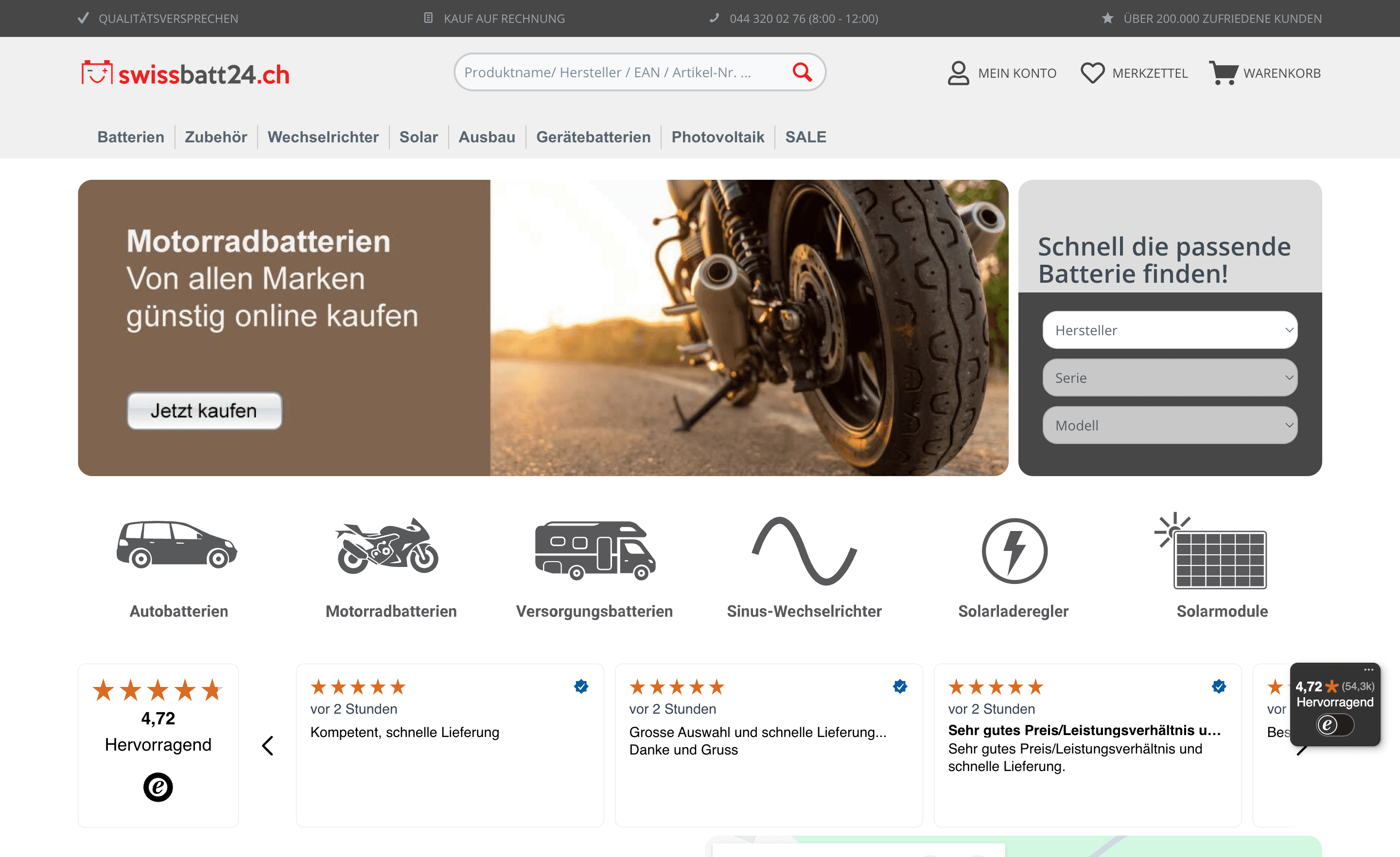 swissbatt24.ch homepage screenshot